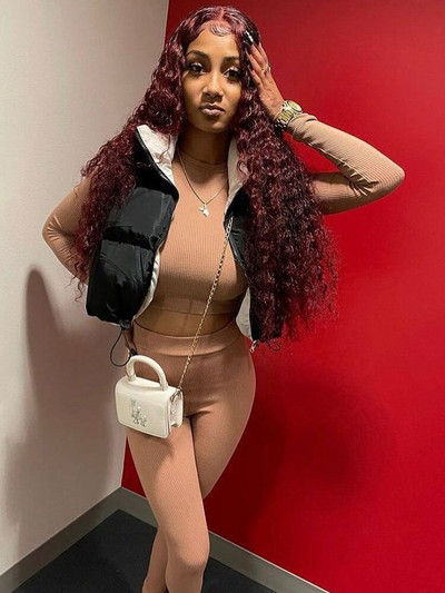 FQLWL Zimski kaput Okraćene jakne za žene 2022. Ulična odjeća Bez rukava, dolčevita s patentnim zatvaračem Crno-bijela pufer vesta Ležerne majice