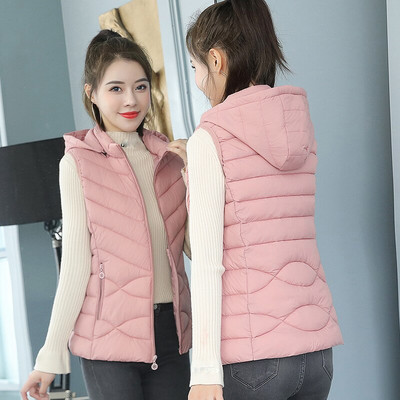 Jednobojni kratki prsluk za žene Ženska zimska jakna bez rukava s pamučnom podstavom i samostojećim ovratnikom na patentni zatvarač Ležerni kaputi