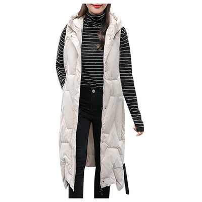 Sieviešu vienkrāsains rudens ziemas parka veste veste gadījuma rakstura rāvējslēdzējs ar kapuci gari mēteļi jakas silts mētelis bezpiedurknēm vestes