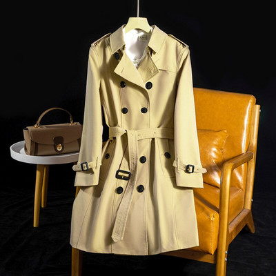 Proljetna i jesenska ženska haljina na preklop, modni široki široki kaput s dvostrukim kopčanjem, ženski vodootporni dugi baloner