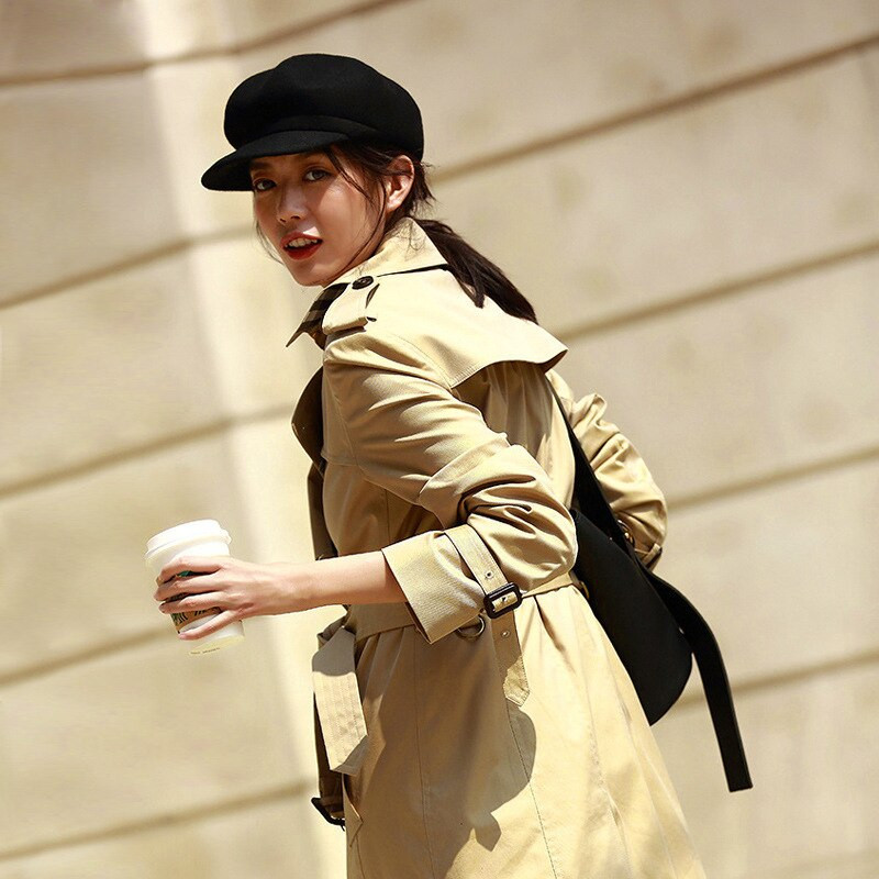 Proljetna i jesenska ženska haljina na preklop, modni široki široki kaput s dvostrukim kopčanjem, ženski vodootporni dugi baloner