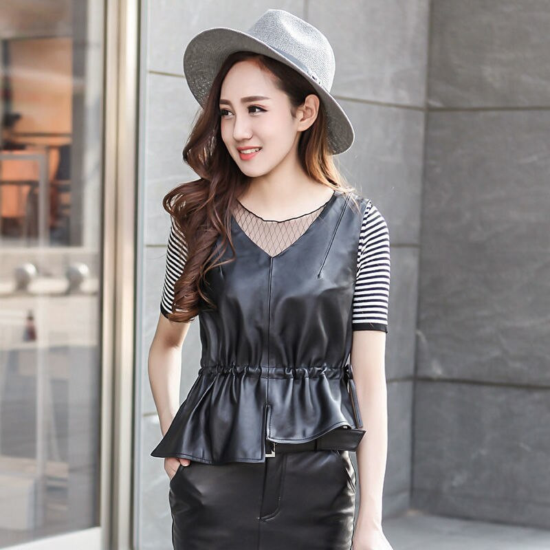 Proljeće 2022. Novi seksi kožni prsluk Ženski kaput V izrez A kroja Tanak Party Club Elegantna jakna bez rukava Feminino 4XL D259