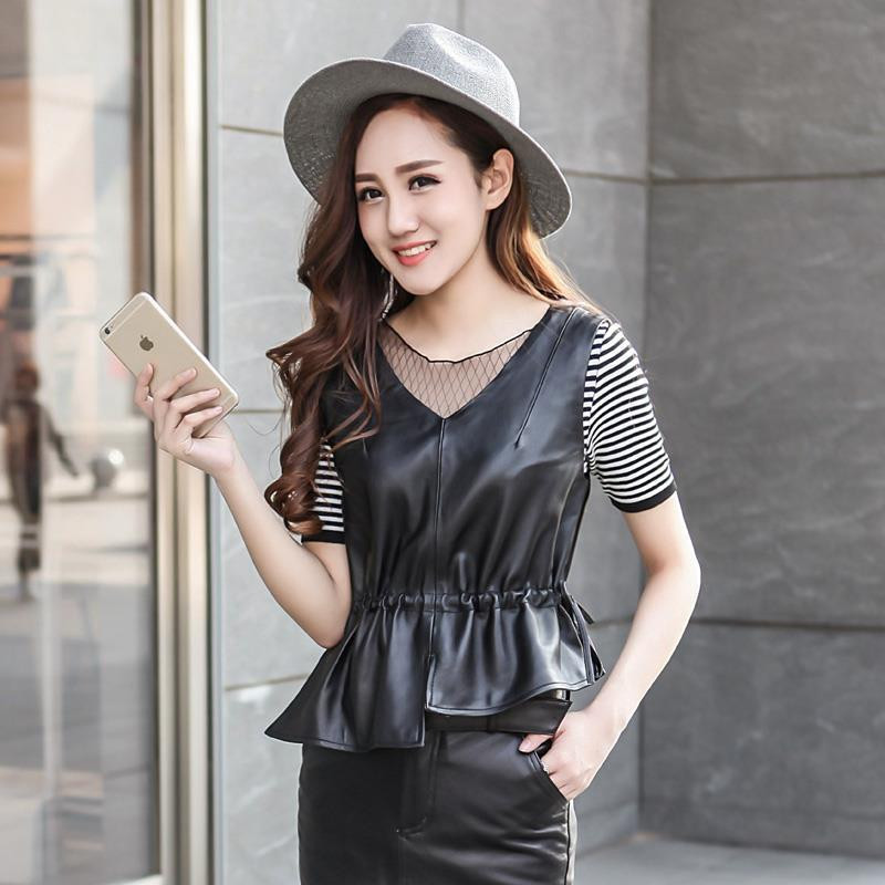 Proljeće 2022. Novi seksi kožni prsluk Ženski kaput V izrez A kroja Tanak Party Club Elegantna jakna bez rukava Feminino 4XL D259