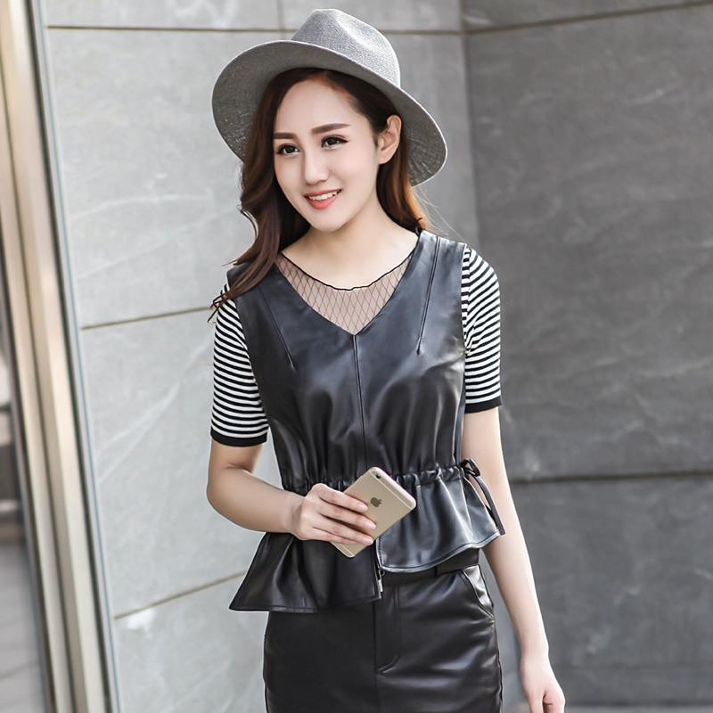 Proljeće 2022. Novi seksi kožni prsluk Ženski kaput V izrez A kroja Tanak Party Club Elegantna jakna bez rukava Feminino 4XL D259