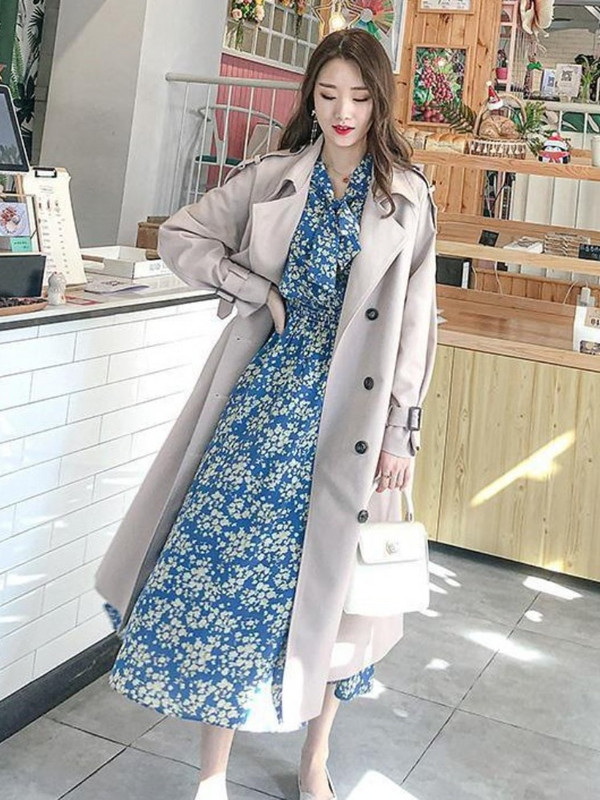 Jesen 2022. Novi trenč kaput Ženski široki kaput srednje dužine Modna ulična jakna Ženska odjeća Trenč kaput za žene