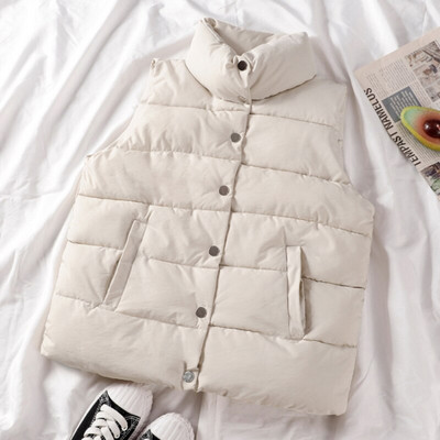 Νεότερο φθινοπωρινό χειμερινό γυναικείο γιλέκο γιλέκο Αμάνικο γιλέκο τσέπες κουμπιά κάτω γιλέκο Ζεστό αντιανεμικό παλτό