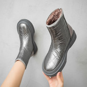 Sniega zābaki Sieviešu biezas zoles ziemas apavi Ūdensizturīgi plus samta biezi, silti kokvilnas apavi Neslīdoši platformas apavi Sieviešu puszābaki