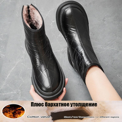 Sniega zābaki Sieviešu biezas zoles ziemas apavi Ūdensizturīgi plus samta biezi, silti kokvilnas apavi Neslīdoši platformas apavi Sieviešu puszābaki