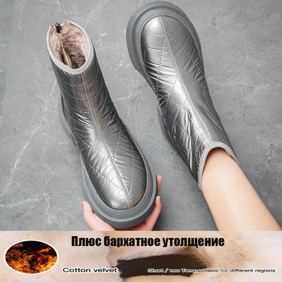 Sniega zābaki Sieviešu biezas zoles ziemas apavi Ūdensizturīgi plus samta biezi, silti kokvilnas apavi Neslīdoši platformas apavi Sieviešu puszābaki