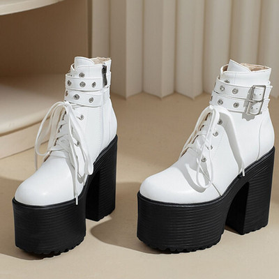 Sieviešu platformas zābaki 2022. gada ziemas zīmola dizains Lieliska kvalitāte, gotikas stils, ērti, forši ielas sieviešu apavi zābaki, 43 liels izmērs