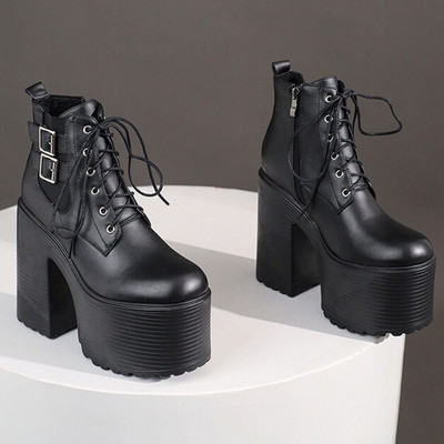 Sieviešu platformas zābaki 2022. gada ziemas zīmola dizains Lieliska kvalitāte, gotikas stils, ērti, forši ielas sieviešu apavi zābaki, 43 liels izmērs