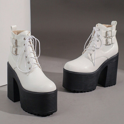 Sieviešu platformas zābaki 2022. gada ziemas zīmola dizains Lieliska kvalitāte, gotikas stils, ērti, forši ielas sieviešu apavi zābaki, 43 liels izmērs