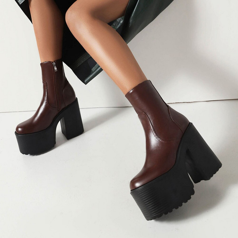 Sieviešu platformas zābaki 2022. gada ziemas zīmola dizains Lieliska kvalitāte, gotikas stils, ērti, forši ielas sieviešu apavi zābaki, 43 liels izmērs