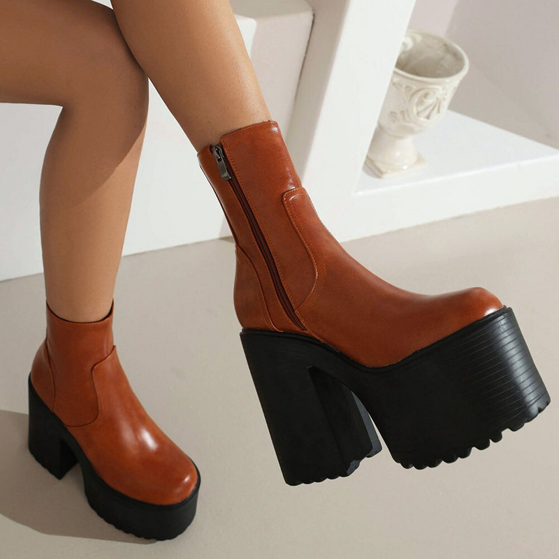 Sieviešu platformas zābaki 2022. gada ziemas zīmola dizains Lieliska kvalitāte, gotikas stils, ērti, forši ielas sieviešu apavi zābaki, 43 liels izmērs