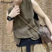 Prsluci Ženski vintage jednostavni asimetrični ženski prsluci s jednim kopčanjem bez rukava Modni univerzalni jesenski uniseks ugodne djevojke