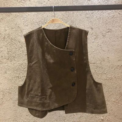 Prsluci Ženski vintage jednostavni asimetrični ženski prsluci s jednim kopčanjem bez rukava Modni univerzalni jesenski uniseks ugodne djevojke