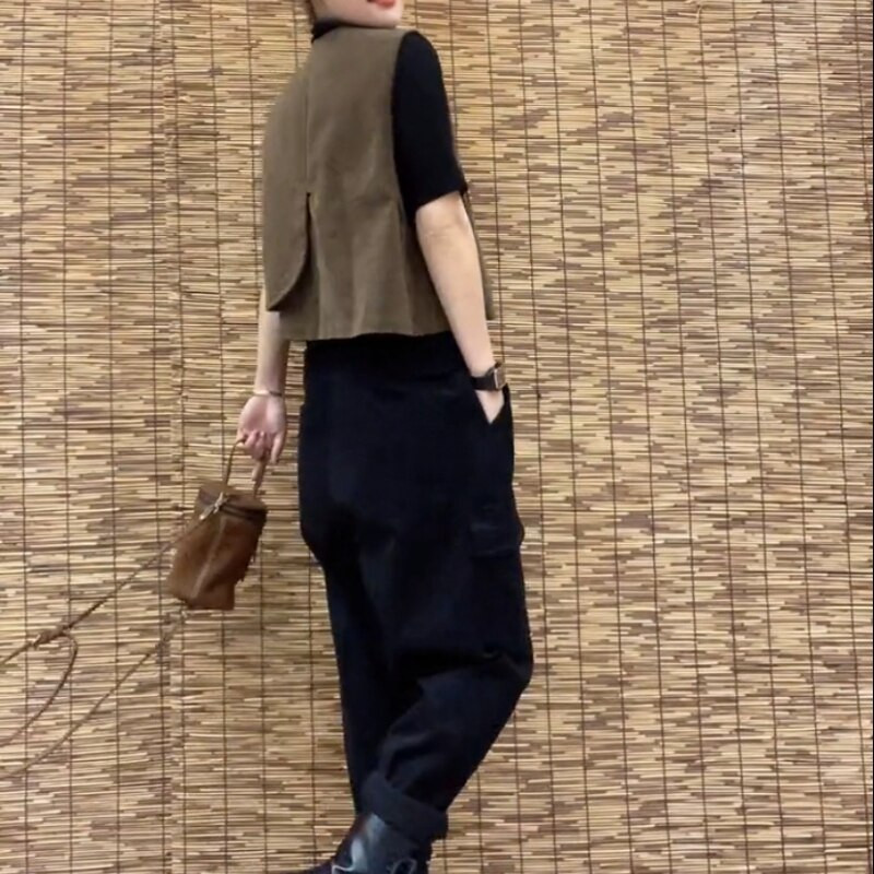 Prsluci Ženski vintage jednostavni asimetrični ženski prsluci s jednim kopčanjem bez rukava Modni univerzalni jesenski uniseks ugodne djevojke