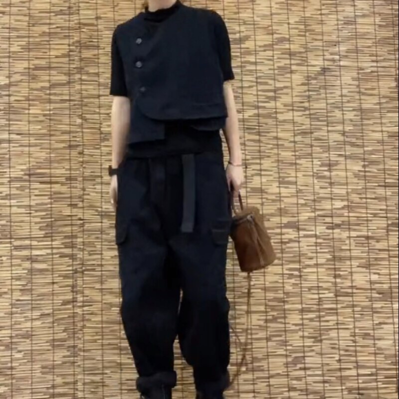 Prsluci Ženski vintage jednostavni asimetrični ženski prsluci s jednim kopčanjem bez rukava Modni univerzalni jesenski uniseks ugodne djevojke