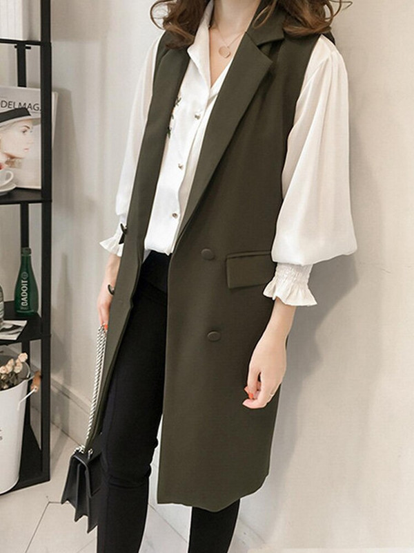 Sungtin Ikdienas žakete Sieviešu veste Biroja dāmu garais uzvalks veste Pavasaris Rudens Sieviešu Kabatas Veste Bezpiedurkņu Jakas Mēteļi Y2K