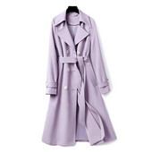 Trenčmētelis sievietēm 2022. gada rudenī, jauns ciets, dubultbrāzts ar garām piedurknēm vējjaka sieviešu virsdrēbes Eleganta Gabardina Mujer 4XL