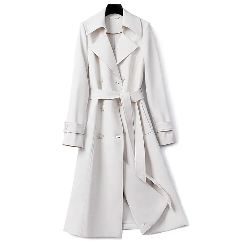 Trenčmētelis sievietēm 2022. gada rudenī, jauns ciets, dubultbrāzts ar garām piedurknēm vējjaka sieviešu virsdrēbes Eleganta Gabardina Mujer 4XL