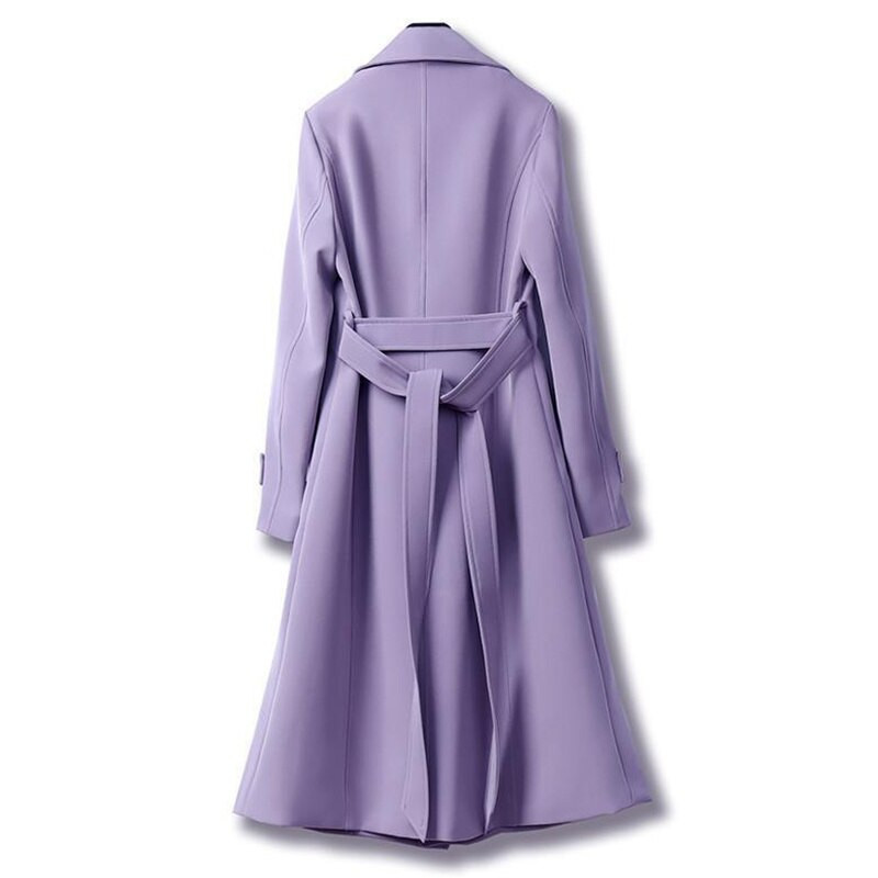 Trenčmētelis sievietēm 2022. gada rudenī, jauns ciets, dubultbrāzts ar garām piedurknēm vējjaka sieviešu virsdrēbes Eleganta Gabardina Mujer 4XL