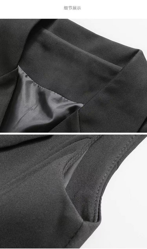 Γυναικείο Μακρύ Γυναικείο Γιλέκο Γυναικείο Κλασικό Φαρδύ μαύρο γιλέκο τσέπης Γυναικείο Κομψό λεπτό αμάνικο πανωφόρι κομψό