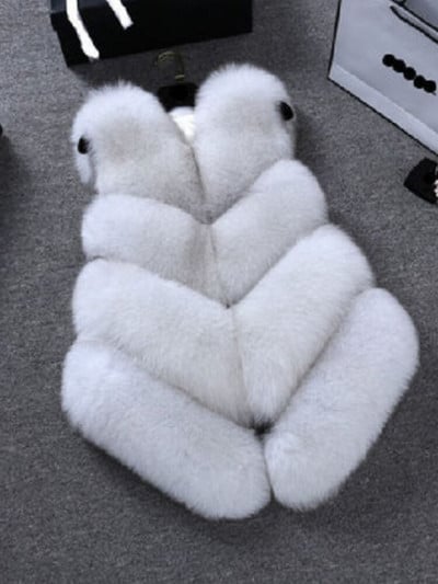 Jachetă fără mâneci pentru femei, vestă de blană de vulpe, 2021, de iarnă, jachetă de blană de vulpe pentru femei, haină scurtă de blană artificială, vestă elegantă pentru femei.