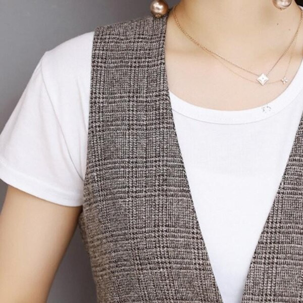 #0702 Ljetni karirani prsluk Ženski kratki, tanki sako bez rukava Ženski ležerni, elegantni prsluk Ženski kaput s gumbima