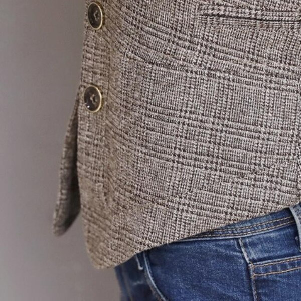 #0702 Ljetni karirani prsluk Ženski kratki, tanki sako bez rukava Ženski ležerni, elegantni prsluk Ženski kaput s gumbima