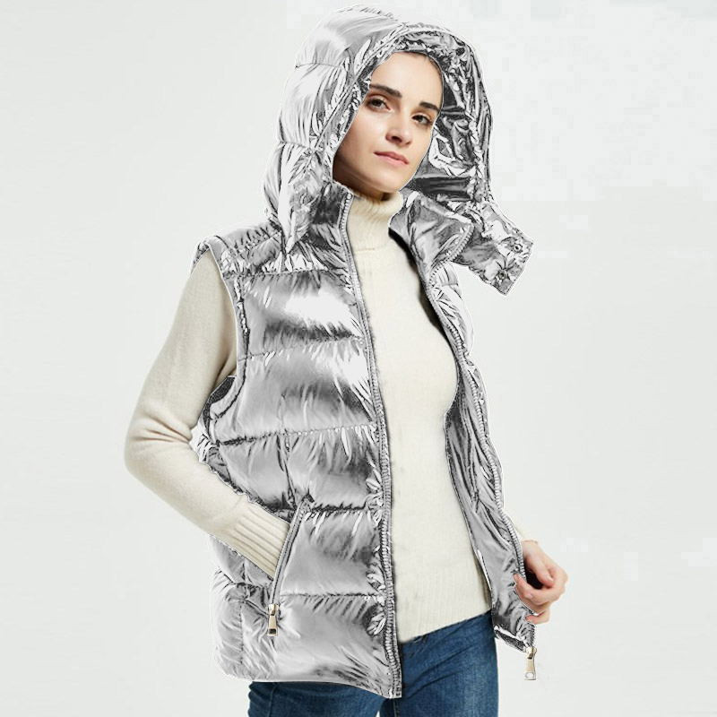 Crni prsluci sa samostojećim ovratnikom Ženska modna jakna bez rukava s patentnim zatvaračem Ženski kaputi Elegantni kratki prsluci jesen-zima Ženski ženski kaput