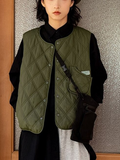 Rudens ziema 2022 O kakla kokvilnas polsterētas veste sievietēm japāņu vintage Harajuku Y2k ikdienas veste, vienkārši brīvi ielas apģērba topi