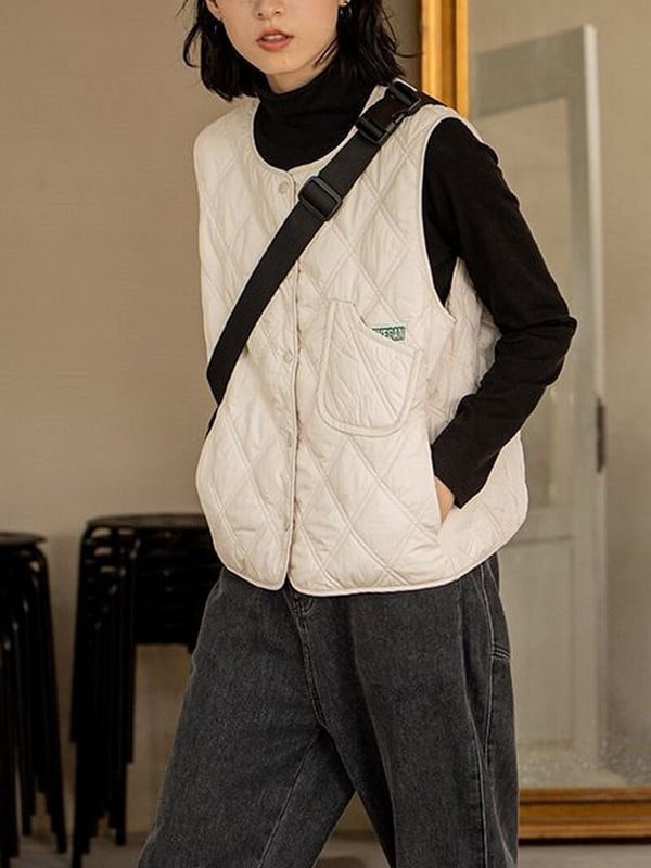 Rudens ziema 2022 O kakla kokvilnas polsterētas veste sievietēm japāņu vintage Harajuku Y2k ikdienas veste, vienkārši brīvi ielas apģērba topi