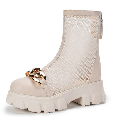 Elpojošas sietveida dobas sandales Liela izmēra 42 43 Vasaras elpojošas platformas zābaki Biezas zoles sieviešu muguras zābaki ar rāvējslēdzēju