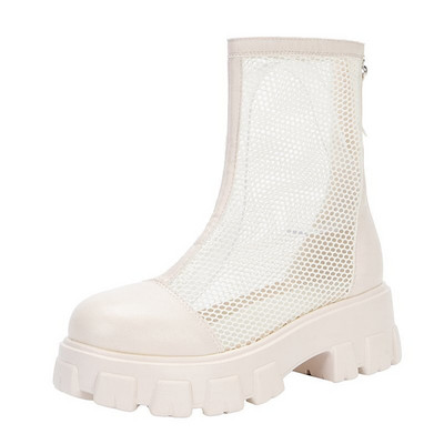 Elpojošas sietveida dobas sandales Liela izmēra 42 43 Vasaras elpojošas platformas zābaki Biezas zoles sieviešu muguras zābaki ar rāvējslēdzēju