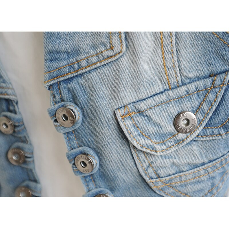 Korejski jesenski sling traper prsluk Ženski vintage plavi prsluk Jakna bez rukava Kaput Moto i biciklistički uski kratki jeans prsluci Ženski