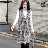 Preveliki 5XL starinski ženski prsluk od tvida, jakna bez rukava, karirani prsluk, proljetno-jesenski kaput, široka gornja odjeća, uski kaput