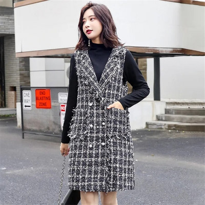 Preveliki 5XL starinski ženski prsluk od tvida, jakna bez rukava, karirani prsluk, proljetno-jesenski kaput, široka gornja odjeća, uski kaput