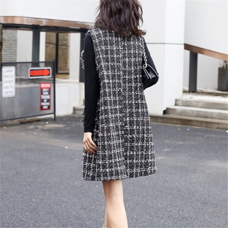 Preveliki 5XL starinski ženski prsluk od tvida, jakna bez rukava, karirani prsluk, proljetno-jesenski kaput, široka gornja odjeća, uski kaput