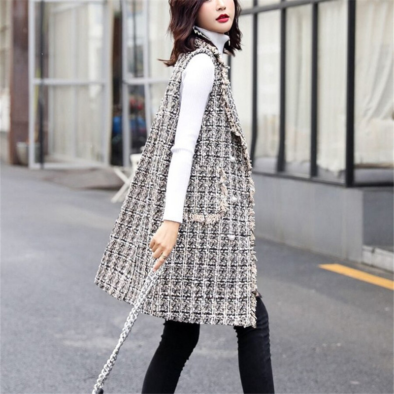 Preveliki 5XL starinski ženski prsluk od tvida, jakna bez rukava, karirani prsluk, proljetno-jesenski kaput, široka gornja odjeća, uski kaput