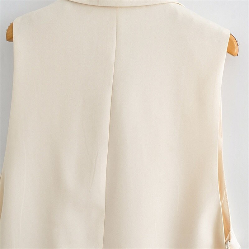 TRAF sieviešu 2021. gada modes vienkrāsains, brīvs, sānu šķēlums, temperamenta, brīvs, vienas pogas uzvalka apkakle, bezpiedurkņu veste ielas apģērbs