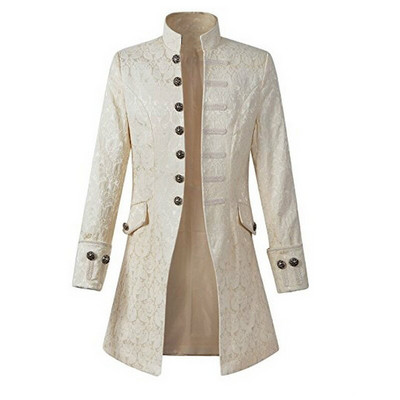 Muški kaputi s tankim ovratnikom, književni vez, retro uniforma, srednjovjekovni kaput, jednobojni prsni kaput, scenski rekviziti Kostim za igru