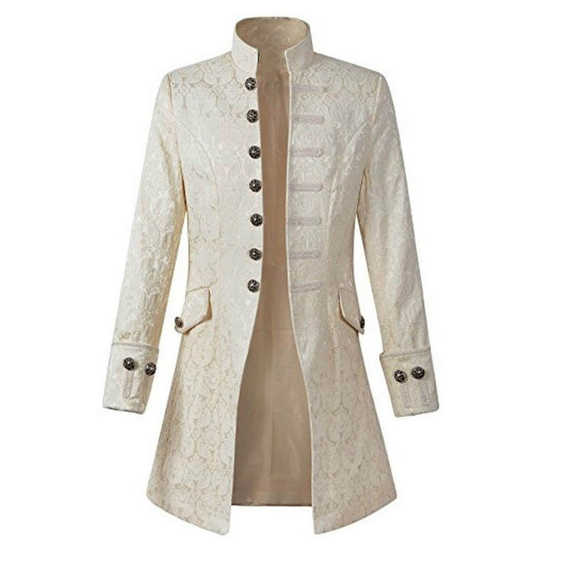 Muški kaputi s tankim ovratnikom, književni vez, retro uniforma, srednjovjekovni kaput, jednobojni prsni kaput, scenski rekviziti Kostim za igru