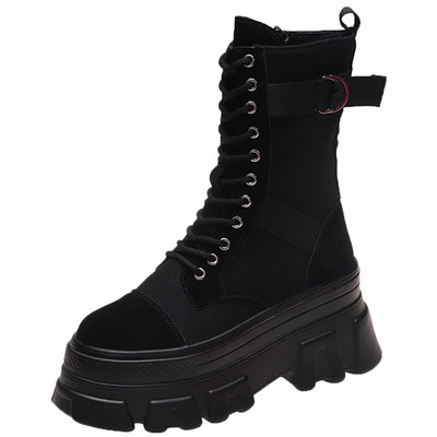 Lucyever 2022 Chunky Platform Μποτάκια Γυναικεία Φθινοπωρινά με κορδόνια Μπότες Μοτοσικλέτας Γυναικεία Χοντρό Κάτω Κοντά Botas Γυναικεία