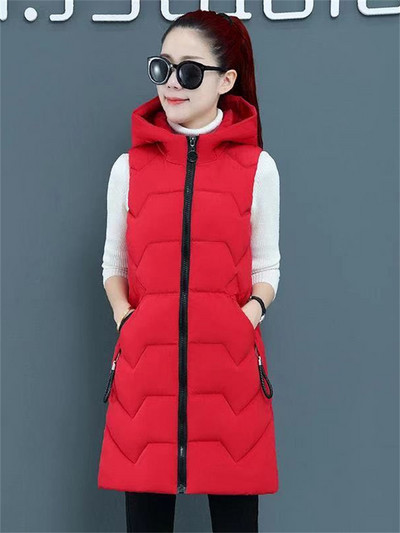 Sieviešu veste, zaļa, gara, slaida, maza meiteņu veste bez piedurknēm, 2022. gada rudens ziema, jauni korejiešu studenti, zili kokvilnas mēteļi ar kapuci