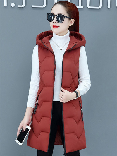 Sieviešu veste, zaļa, gara, slaida, maza meiteņu veste bez piedurknēm, 2022. gada rudens ziema, jauni korejiešu studenti, zili kokvilnas mēteļi ar kapuci