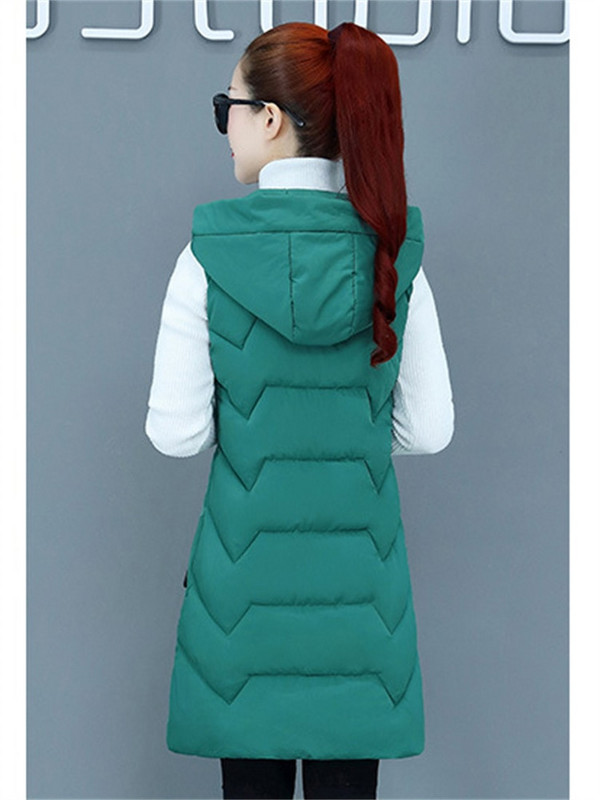Sieviešu veste, zaļa, gara, slaida, maza meiteņu veste bez piedurknēm, 2022. gada rudens ziema, jauni korejiešu studenti, zili kokvilnas mēteļi ar kapuci