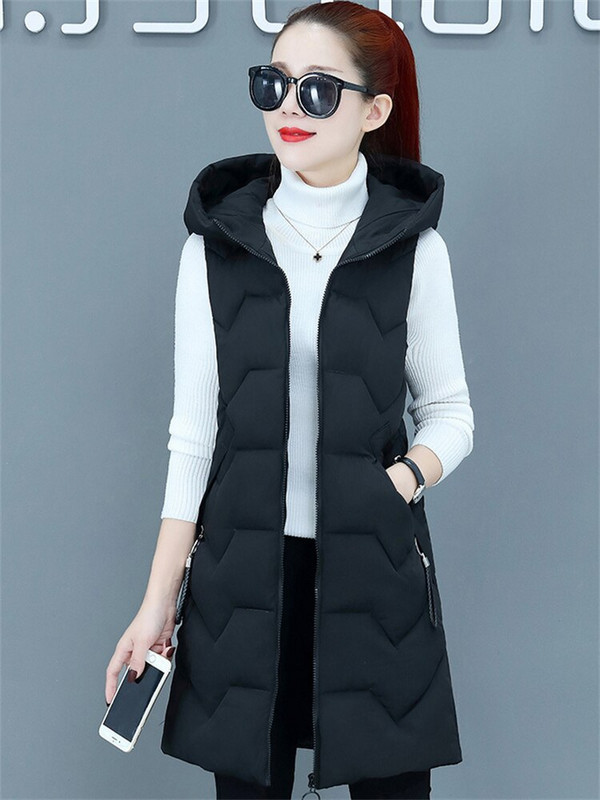 Sieviešu veste, zaļa, gara, slaida, maza meiteņu veste bez piedurknēm, 2022. gada rudens ziema, jauni korejiešu studenti, zili kokvilnas mēteļi ar kapuci