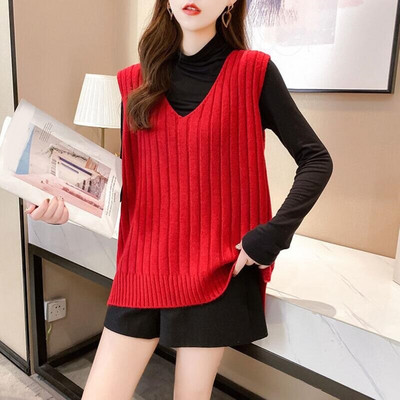 Liela izmēra sieviešu trikotāžas džemperis korejiešu stilā Sieviešu veste Sieviešu džemperis Sieviešu pulovers Pusaudžu meiteņu veste, velkama sieviete