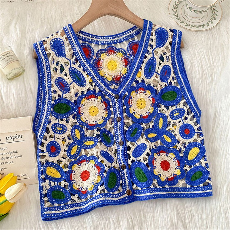 Chaleco Mujer Bohemain ziedu izšuvumi tamborēta veste vasaras pludmales brīvdienu topi sieviešu bezpiedurkņu veste Modes